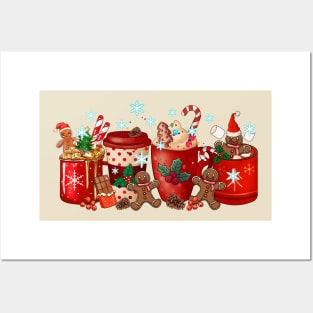 Christmas Candy Canes and Coffee Posters and Art